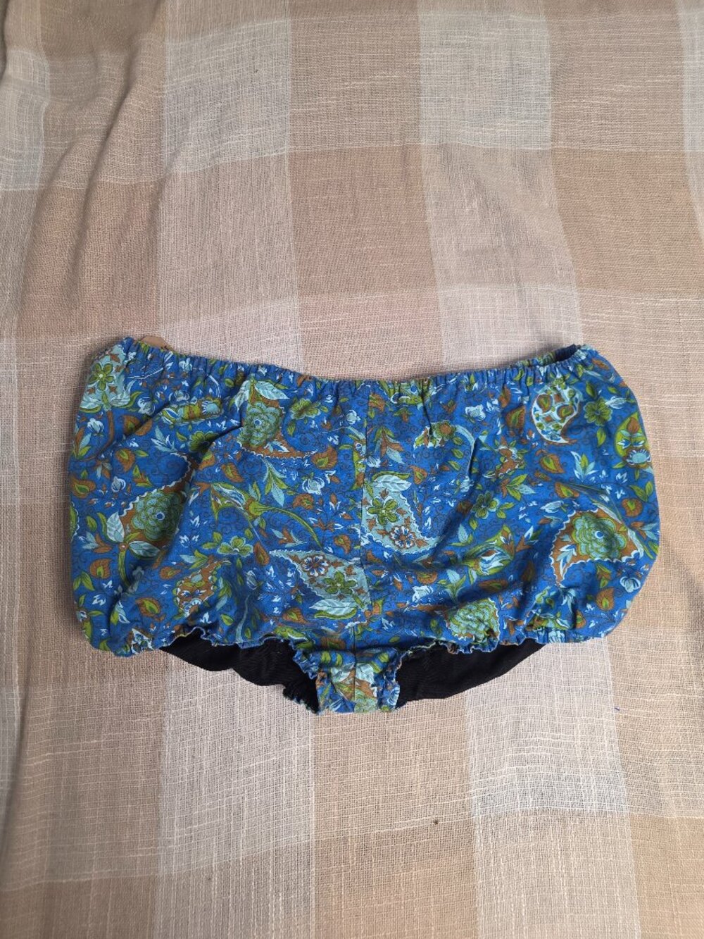 True Vintage 60's Hippie Rave Boho Alt Bloomer Shorts with Blue Paisley Pattern